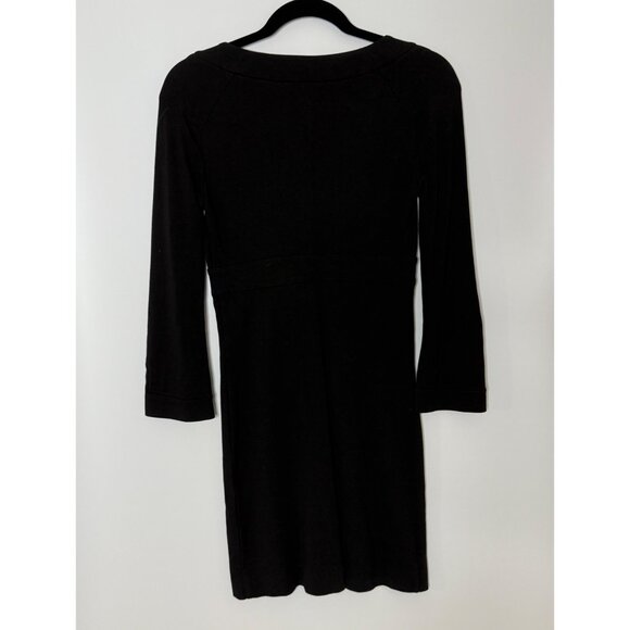 Diane von Furstenberg DVF Black Indy Dress Long Sleeve Bodycon V-Neck Jersey 0 - Picture 6 of 7